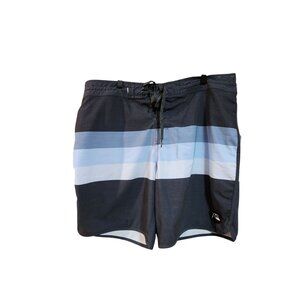 Quiksilver Mens Recycled Board Shorts Size 36 Blue & Gray Striped Swimwear